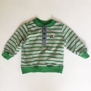 Green and Gray Striped Sweatshirt